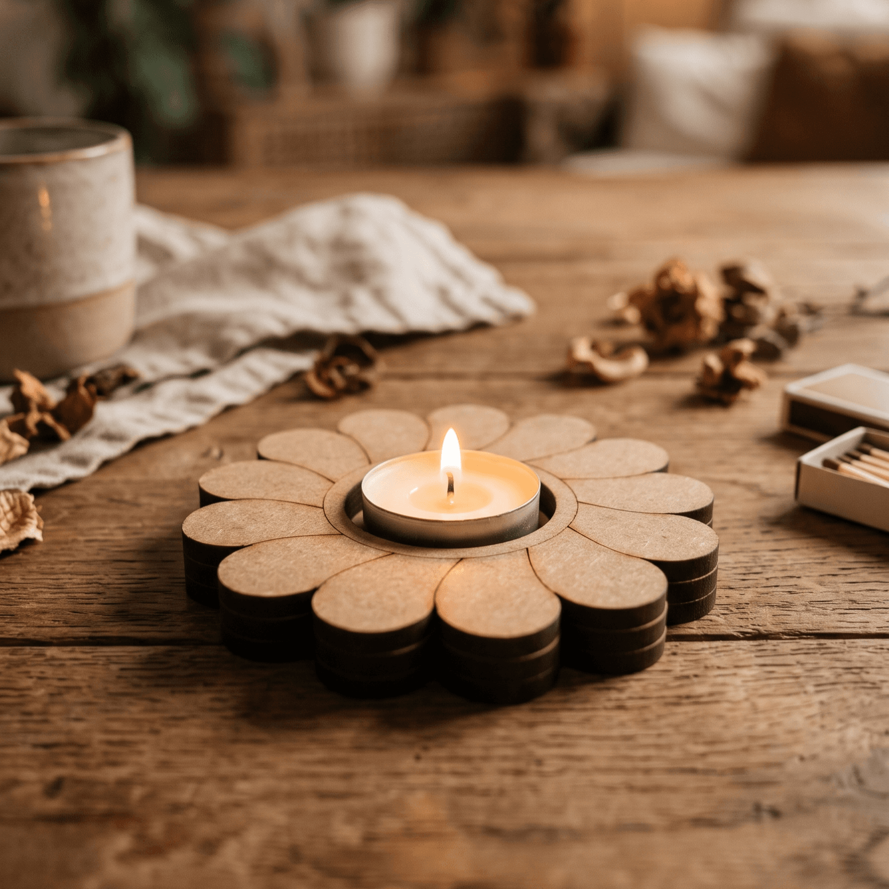 Daisy Petal MDF Tealight Holder Base