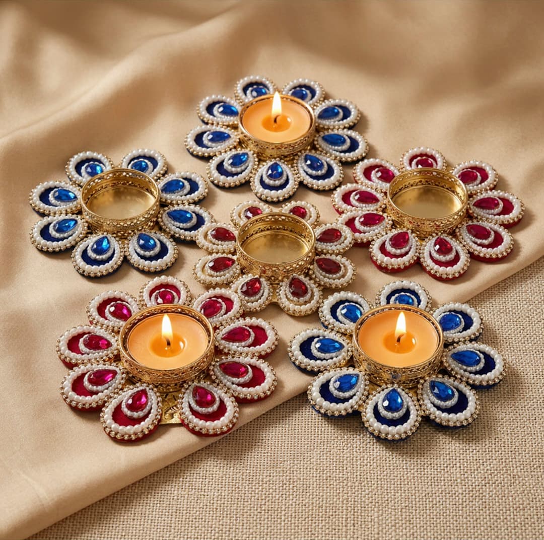 Crystal And Pearl Tlight Holders