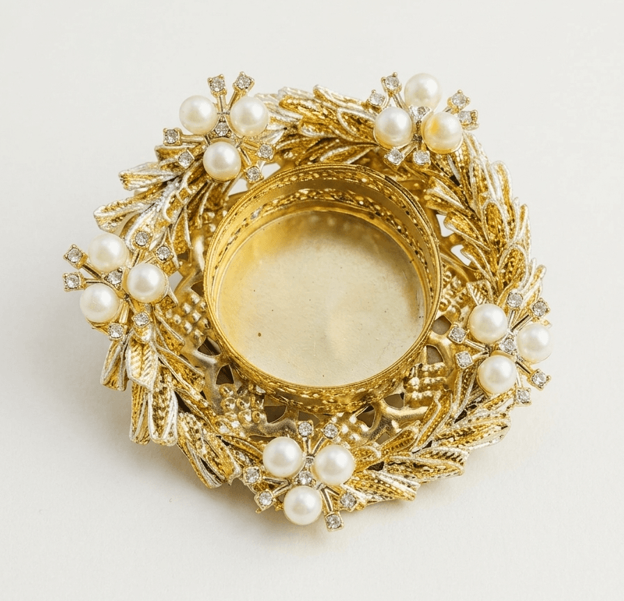 Frill With Pearl Detailing Tlight Holders