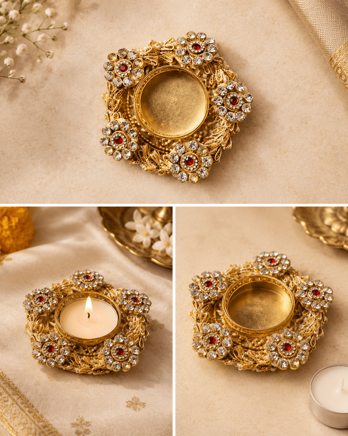 Patchwork Frill Tlight Holders